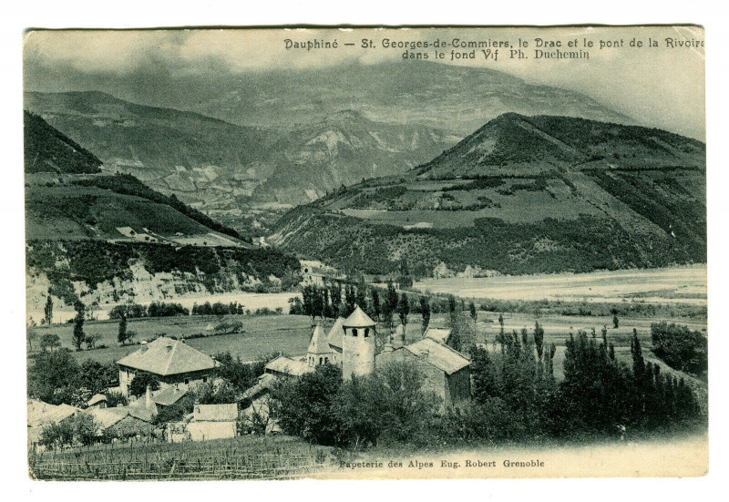 Carte postale ancienne Isère Saint-Georges-de-Commiers Le Drac et Pont de la Rivoire à Saint-Georges-de-Commiers