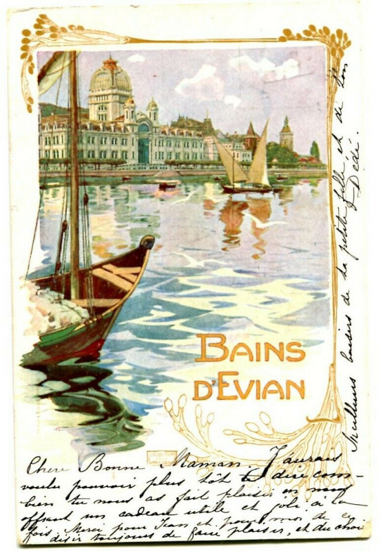 Carte postale ancienne Haute-Savoie Evian-les-Bains illustration à Évian-les-Bains