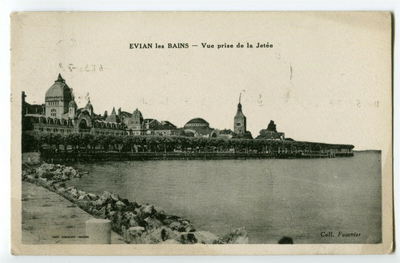 Carte postale ancienne Haute-Savoie Evian-les-Bains Vue prise de la Jetée à Évian-les-Bains