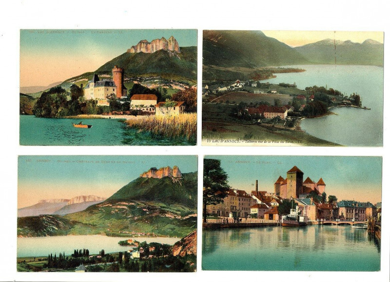 Carte postale ancienne Haute-Savoie lac d'Annecy Lot de 4 cartes à Annecy