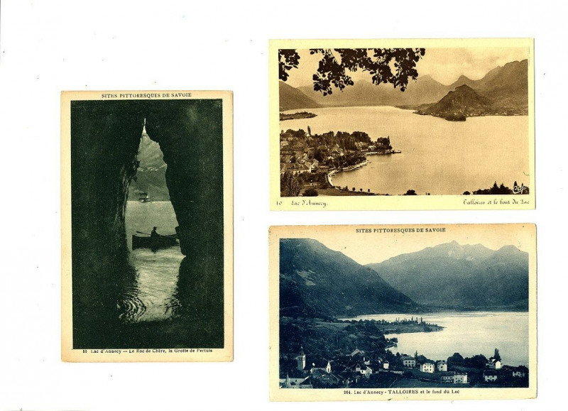 Carte postale ancienne Haute-Savoie lac d'Annecy Lot de 3 cartes à Annecy