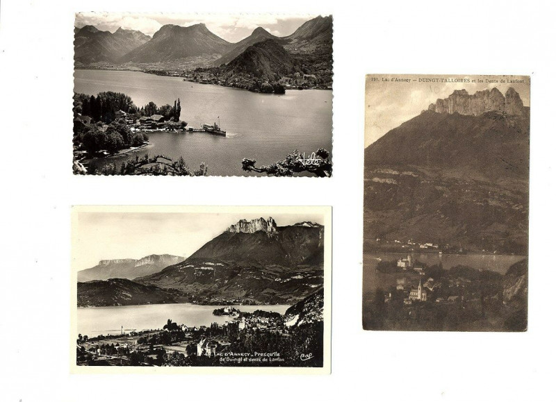 Carte postale ancienne Haute-Savoie lac d'Annecy Lot de 3 cartes à Annecy