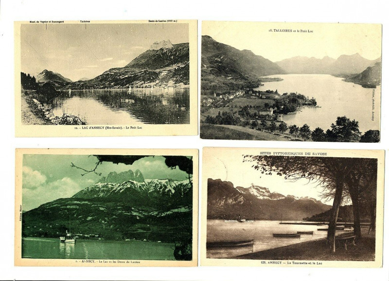 Carte postale ancienne Haute-Savoie lac d'Annecy Lot de 4 cartes à Annecy