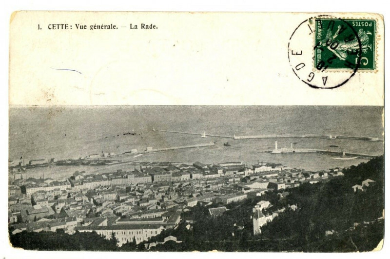 Carte postale ancienne Herault Sète Vue générale La Rade à Sète