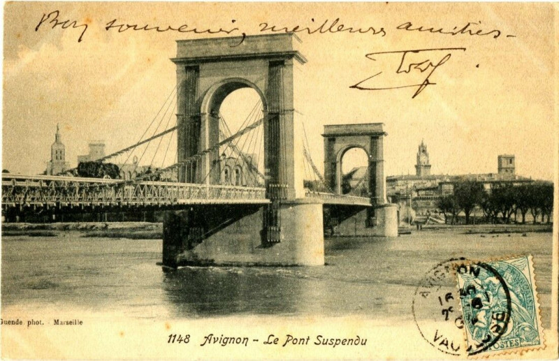 Carte postale ancienne Vaucluse Avignon Le Pont Suspendu à Avignon