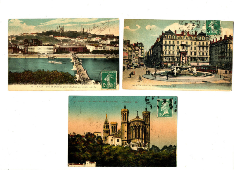 Carte postale ancienne Rhône Lyon lot de 3 Cpa à Lyon