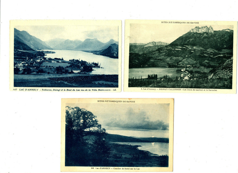 Carte postale ancienne Haute-Savoie Lac d'Annecy Lot de 3 cartes à Annecy