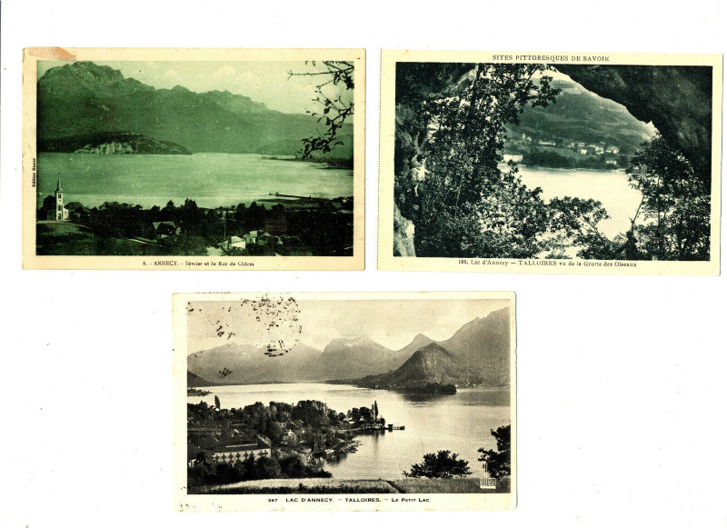 Carte postale ancienne Haute-Savoie Lac d'Annecy Lot de 3 cartes à Annecy