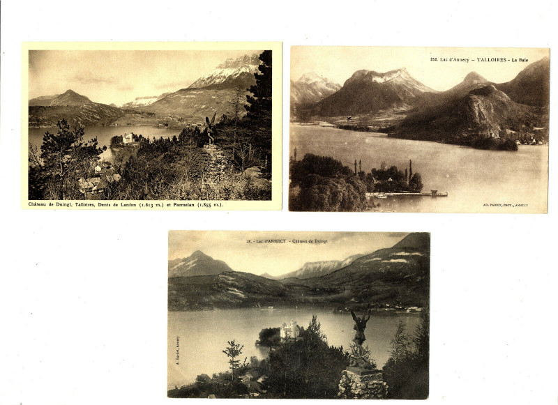 Carte postale ancienne Haute-Savoie Lac d'Annecy Lot de 3 cartes à Annecy