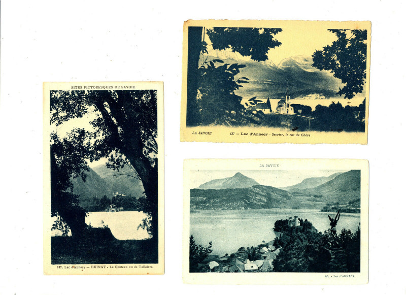 Carte postale ancienne Haute-Savoie Lac d'Annecy Lot de 3 cartes à Annecy