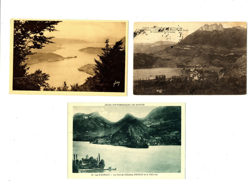 Carte postale ancienne Haute-Savoie Lac d'Annecy Lot de 3 cartes à Annecy
