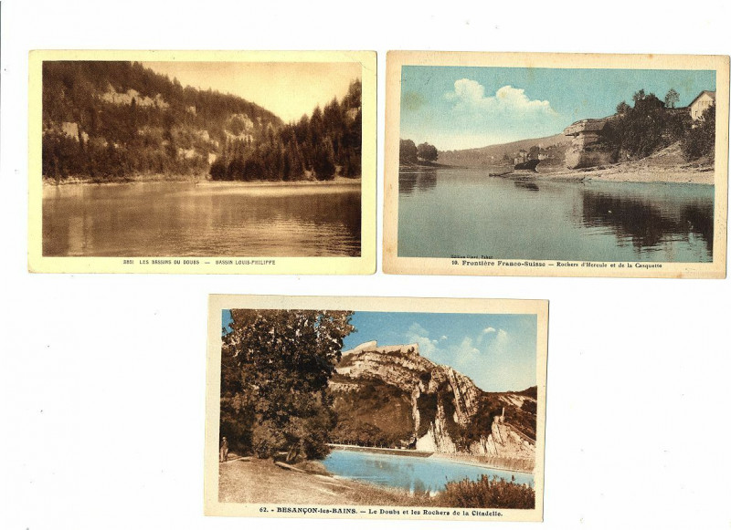Carte postale ancienne Doubs lot de 3 cartes à Doubs