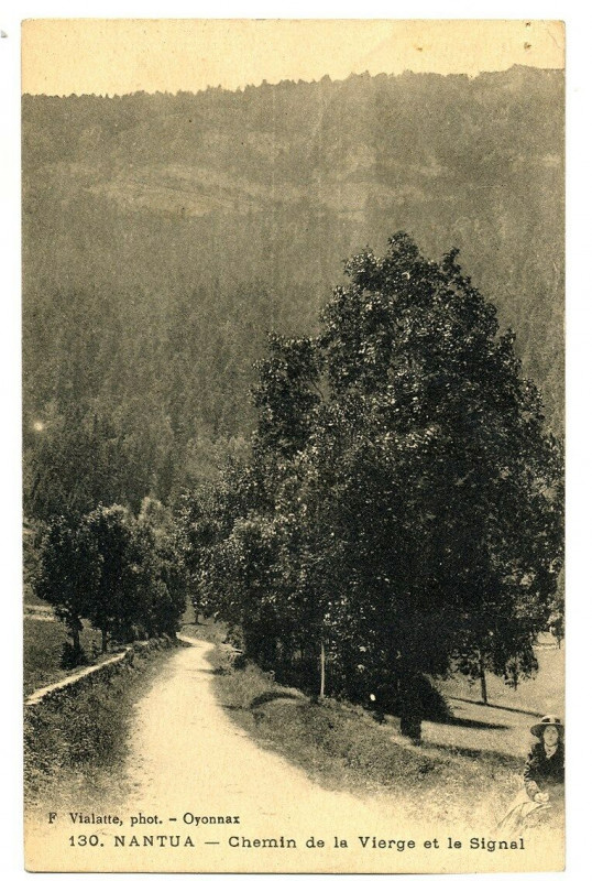 Carte postale ancienne Ain Nantua Chemin de la Vierge et le Signal animé à Nantua