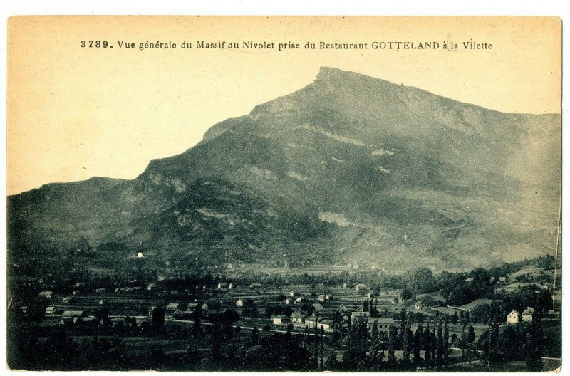 Carte postale ancienne Savoie Massif du Nivolet prise du Restaurant Gotteland à la Vilette