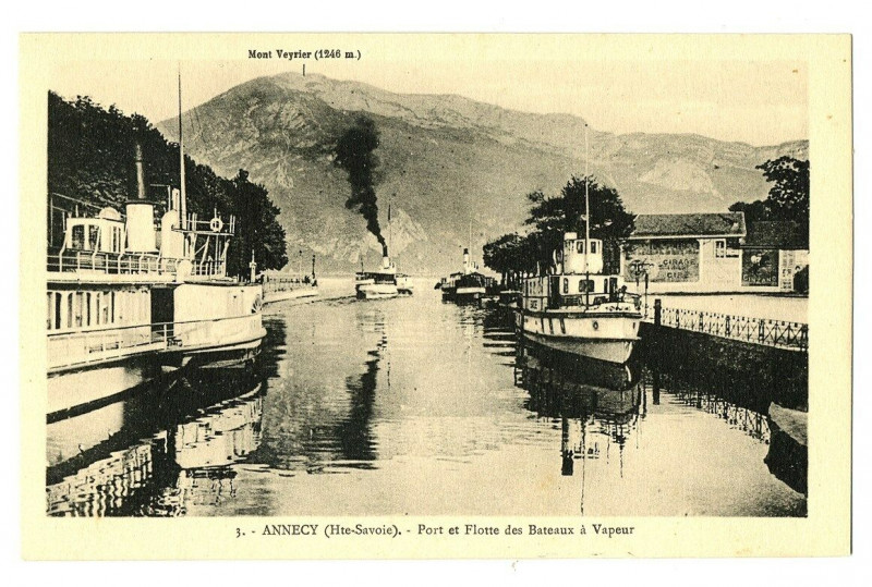 Carte postale ancienne Haute-Savoie Annecy Port et Flotte des Bateaux à vapeur à Annecy