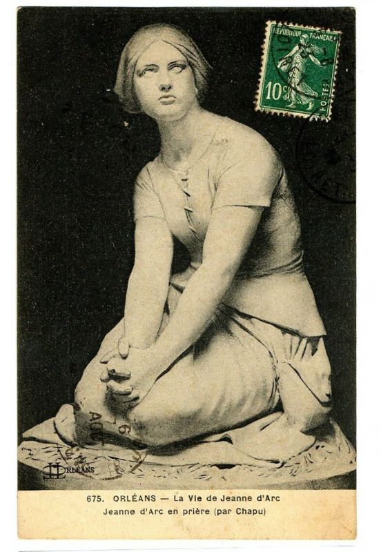 Carte postale ancienne Loiret Orléans  Jeanne d'Arc en prière par Chapu à Orléans
