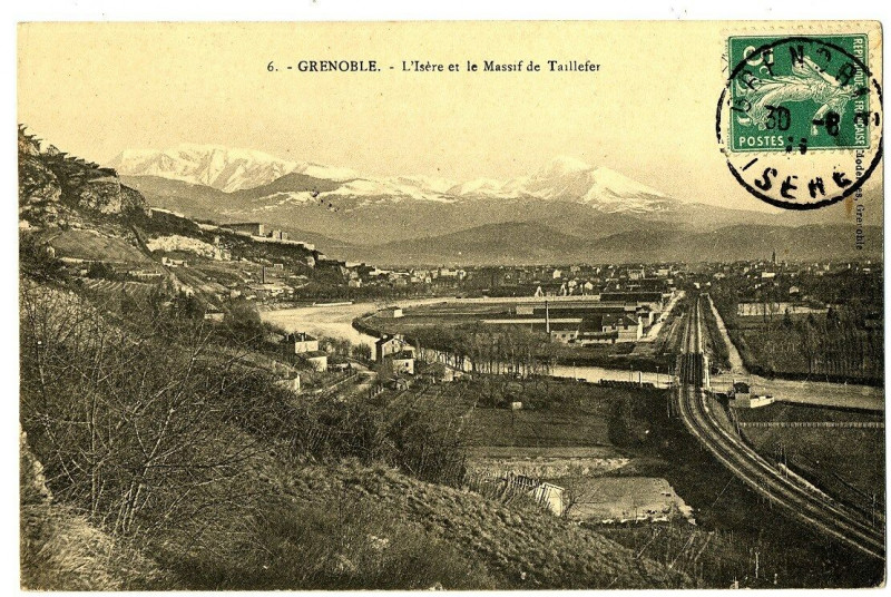 Carte postale ancienne L'Isère et le Massif de Taillefer à Saint-Martin-le-Vinoux