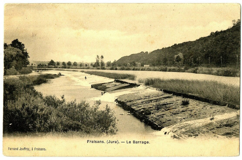 Carte postale ancienne Jura Fraisans Le Barrage à Fraisans