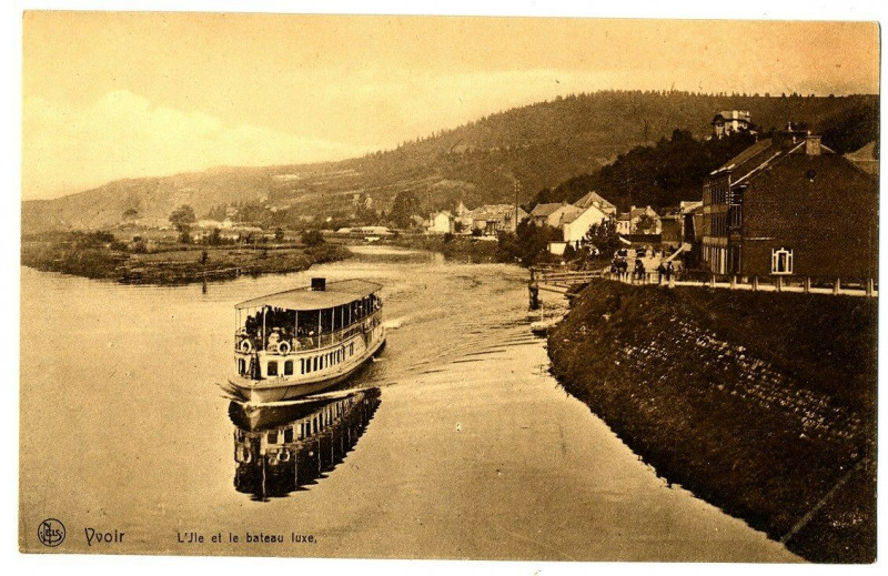 Carte postale ancienne Haute-Savoie Yvoire L'Ile et le Bateau Luxe carte publicité à Yvoire