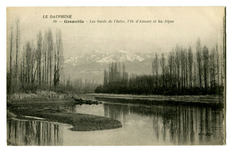 Carte postale ancienne Isère Grenoble Les Bords de l'Isère L'Ile d'Amour à Grenoble