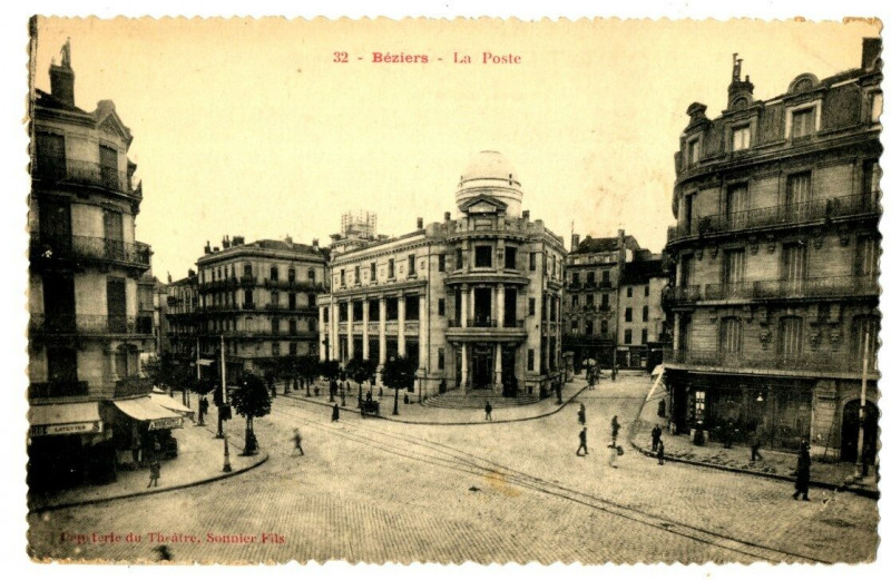 Carte postale ancienne Herault Béziers La poste animation à Béziers