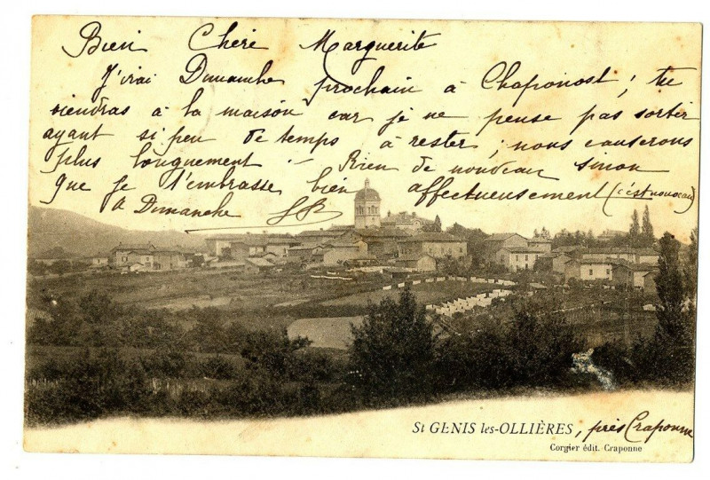Carte postale ancienne Rhône Saint-Genis-les-Ollières à Saint-Genis-les-Ollières