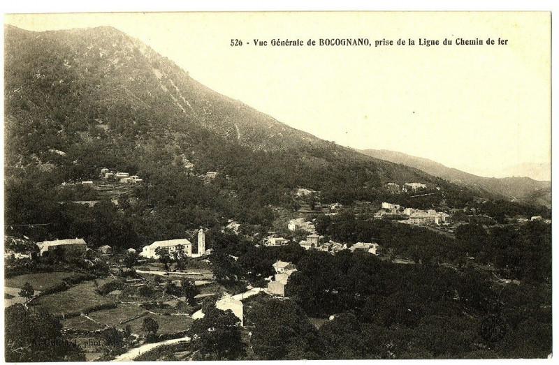 Carte postale ancienne Corse du Sud Bocognano Vue générale prise de la ligne du chemin de fer à Bocognano
