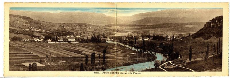 Carte postale ancienne Jura port-Lesney et le Poupet Carte panoramique à Port-Lesney