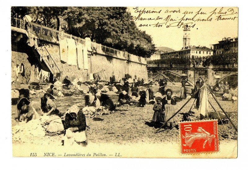 Carte postale ancienne Alpes-Maritimes Nice Lavandières du Paillon animé à Nice