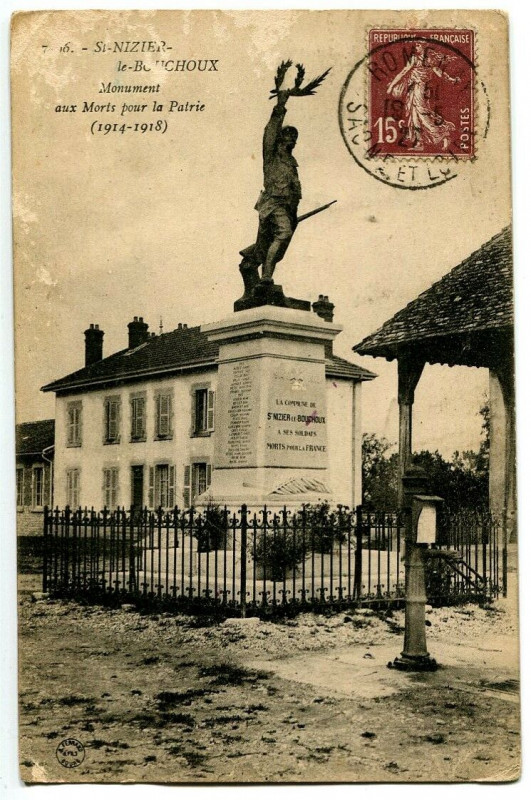 Carte postale ancienne Ain Saint-Nizier-Le-Bouchoux Monument aux Morts à Saint-Nizier-le-Bouchoux