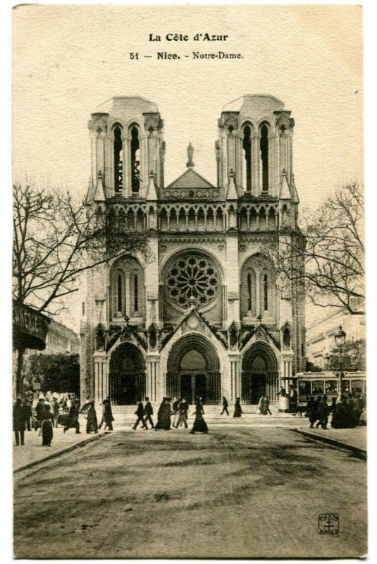 Carte postale ancienne Alpes-Maritimes Nice Notre-Dame animé à Nice