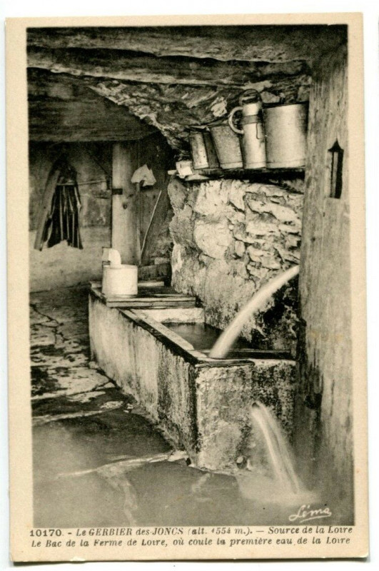 Carte postale ancienne Ardèche Le Gerbier-des-Joncs Source de la loire Le Bac de la Ferme