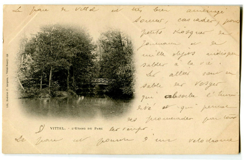 Carte postale ancienne Vosges Vittel L'Etang du Parc à Vittel