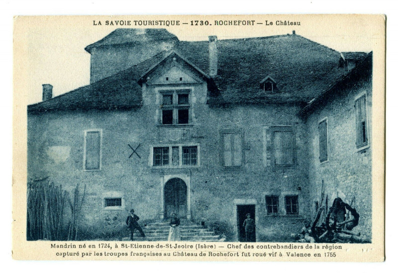 Carte postale ancienne Savoie Rochefort Le Château de Mandrin animé à Rochefort