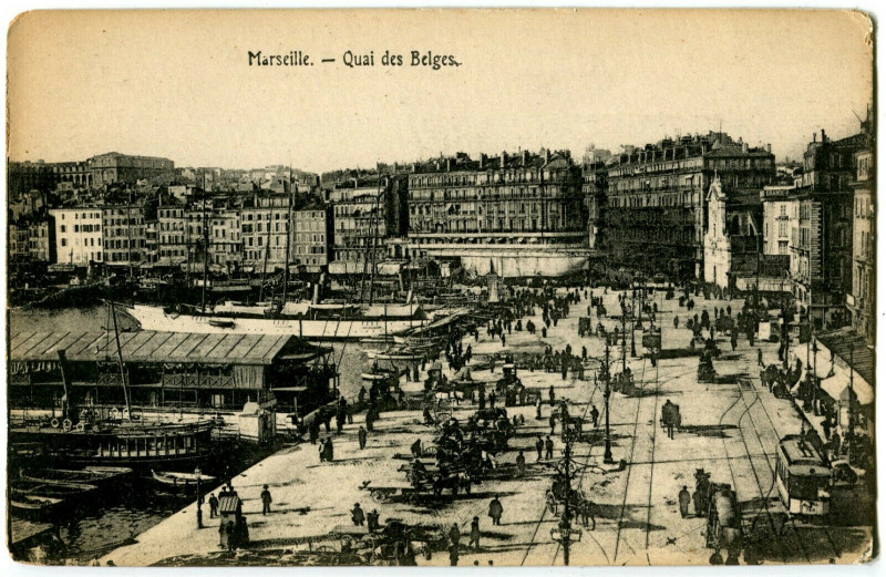 Carte postale ancienne Bouche-du-Rhône Marseille Quai des Belges animations à Marseille
