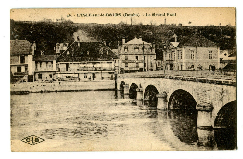 Carte postale ancienne Doubs L'Isle-sur-le-Doubs Le Grand Pont à Doubs