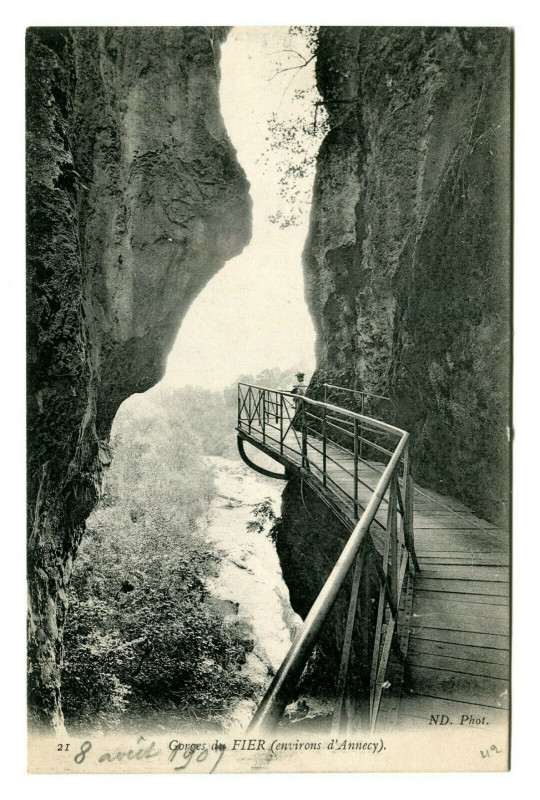 Carte postale ancienne Haute-Savoie Environs d'Annecy Gorges du Fier animé à Annecy