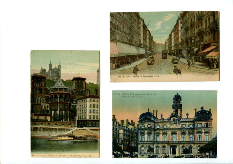 Carte postale ancienne Rhône Lyon lot de 3 Cpa couleurs à Lyon