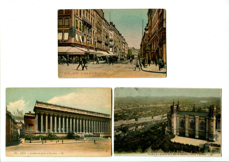 Carte postale ancienne Rhône Lyon lot de 3 Cpa couleurs à Lyon
