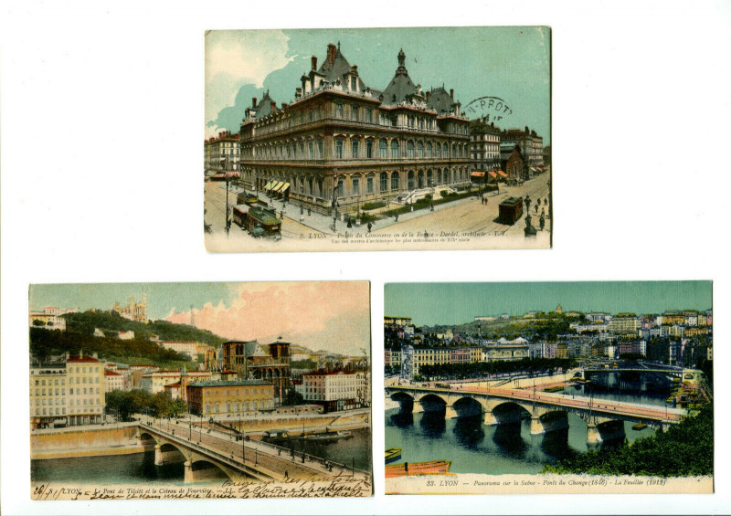 Carte postale ancienne Rhône Lyon lot de 3 Cpa couleurs à Lyon