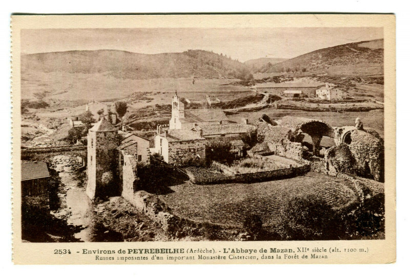 Carte postale ancienne Ardèche environs  de  Peyrebeilhe Abbaye de Mazan ruines