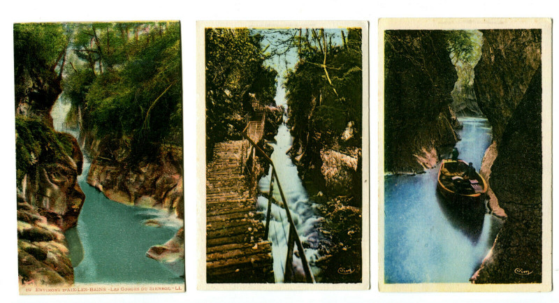 Carte postale ancienne Savoie Gorges du Sierroz Lot de 3 cartes