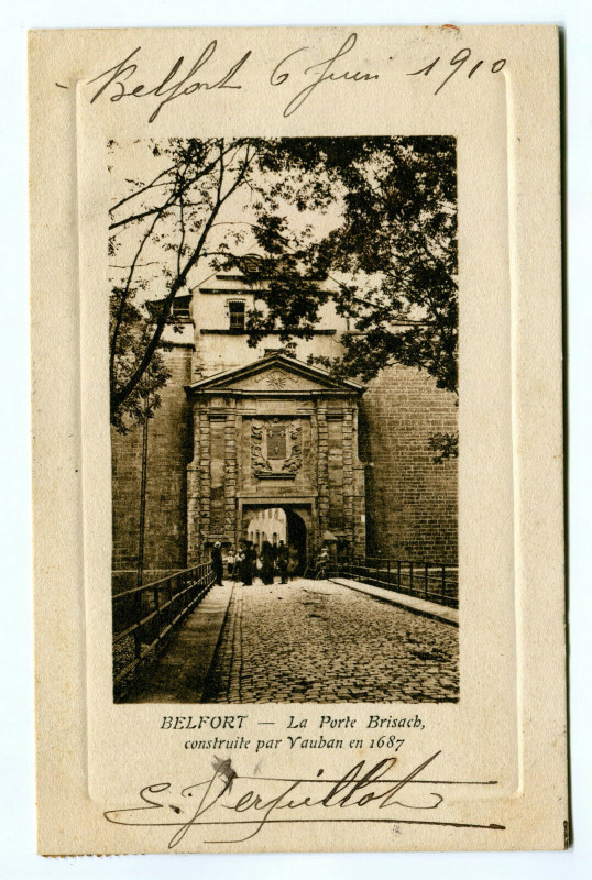 Carte postale ancienne Territoire-de-Belfort Belfort La Porte Brisach construite par Vauban à Belfort