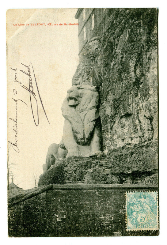 Carte postale ancienne Territoire-de-Belfort Belfort Le lion de Belfort Oeuvre de Bartholdi à Belfort