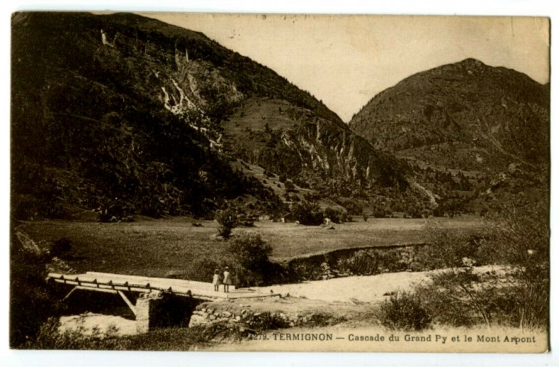 Carte postale ancienne Savoie Termignon Cascade du Grand Py et Mont Arpont