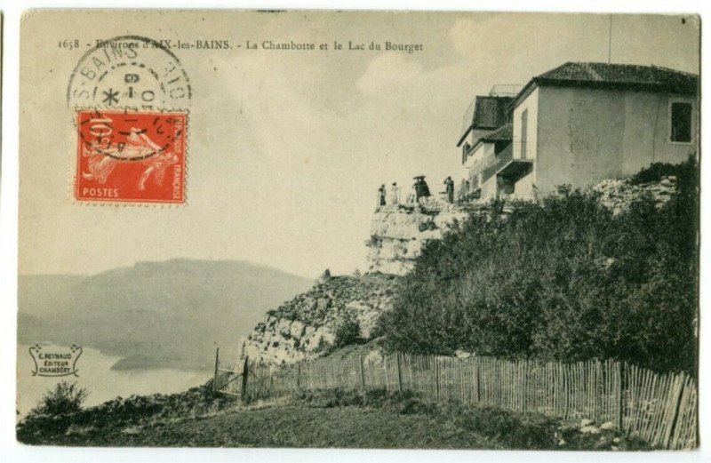 Carte postale ancienne Savoie Environs d'Aix-les-Bains La Chambotte et Lac du Bourget animé à Aix-les-Bains
