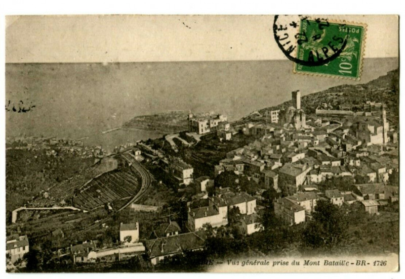 Carte postale ancienne Alpes-Maritimes La Turbie Vue générale prise du Mont Bataille à La Turbie