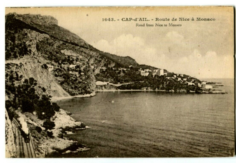 Carte postale ancienne Alpes-Maritimes Cap d'Ail Route de Nice à Monaco à Nice