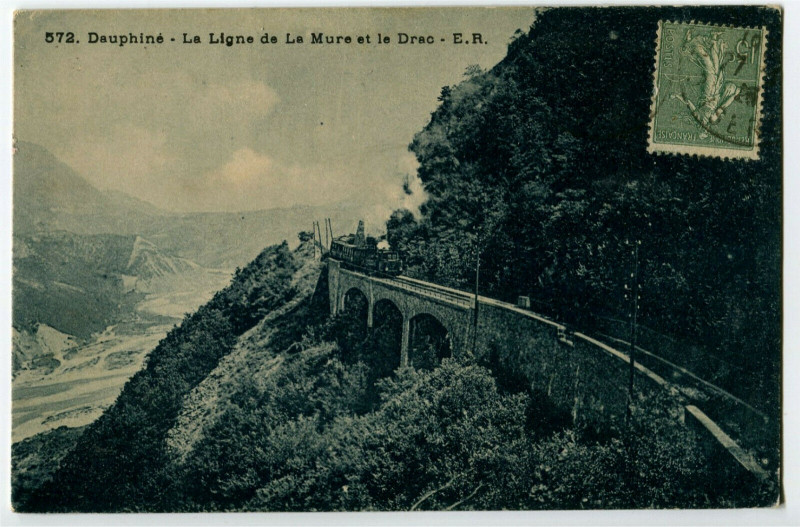 Carte postale ancienne Isère Ligne de La Mure et le Drac à La Mure