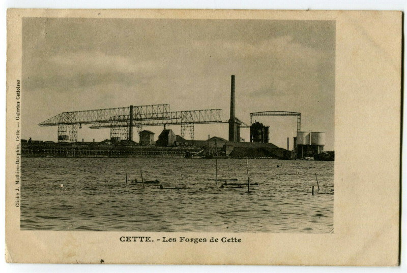 Carte postale ancienne Herault Sète Cette Les Forges à Sète